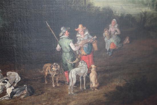 Follower of Ludolph de Jonge (1616-1697) The Hunting Party 26 x 32in.